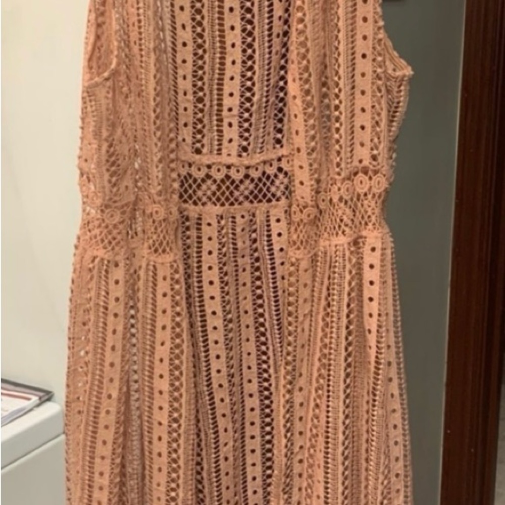 BNWT CATO 22/24 ROSE CROCHETED OPEN FRONT LACE SLEEVELESS LONG DUSTER VEST